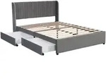 Merax Stauraumbett Polsterbett 140x200 Doppelbett aus Samt mit Gepolstertes Kopfteil