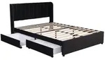 Merax Stauraumbett Polsterbett 140x200 Doppelbett aus Samt mit Gepolstertes...