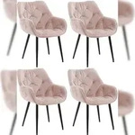 CLP 4er Set Stuhl Tanna Samt pink