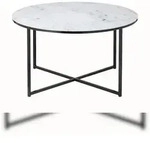 SalesFever Couchtisch 80 cm | Glasplatte foliert in Marmor-Optik | Gestell...