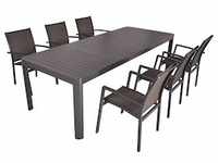 Tischgruppe AMIRA 09, 7-tlg. Tisch & 6 × Stapelstuhl