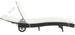 vidaXL Sonnenliege mit Rollen und Auflage Poly Rattan Schwarz