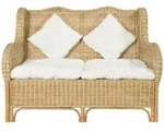 vidaXL 2-Sitzer-Sofa Nat&uuml;rliches Rattan und Leinen