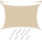 UV Sonnensegel 3x5 HDPE Rechteckig Sonnenschutz &Uuml;berdachung Garten Balkon Beige