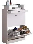 VCM Braso Schuhschrank 2 Klapt&uuml;ren 1 Schublade wei&szlig;.
