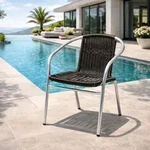 Mojawo Stabiler Aluminuim / Polyrattan Bistrostuhl stapelbar Silber / Schwarz