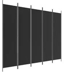 vidaXL 5-tlg. Paravent Schwarz 250x200 cm Stoff