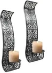 Lex 2er Set Wandkerzenhalter Metall Kerzenhalter Wandlicht Wanddeko schwarz