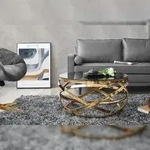 SalesFever Couchtisch &Oslash; 80 cm rund | Sicherheitsglasplatte grau 8 mm | Gestell