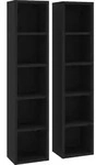 vidaXL CD-Regale 2 Stk. Schwarz 21x16x93,5 cm Holzwerkstoff