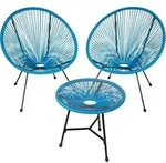 tectake 2 Gartenst&uuml;hle Santana mit Tisch Blau