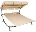 tectake Gartenliege f&uuml;r 2 Personen Schwarz/Beige