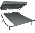 tectake Gartenliege f&uuml;r 2 Personen Schwarz/Grau