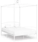 vidaXL Himmelbett-Gestell Wei&szlig; Metall 140 x 200 cm