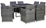 vidaXL 9-tlg. Garten-Essgruppe mit Auflagen Poly Rattan Anthrazit