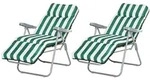 Outsunny - Klappst&uuml;hle - 60Lx75Wx102Hcm - Gr&uuml;n+Wei&szlig;