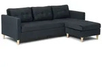 Marino Sofa BA4, Chaiselongue rechts oder links gewendet in Velour schwarz.