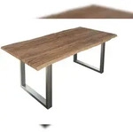 M&ouml;belliebling Esstisch Baumkante massiv Akazie stone 200 x 100 cm silber LAUREN