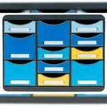Exacompta 3137202D BEE BLUE Schubladenbox mit 11 Schubf&auml;chern, STORE BOX MULTI -