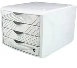 Helit Schubladenbox Chameleon H6129505 4Sch&uuml;be A4/C4 white queen