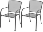 vidaXL Stapelbare Gartenst&uuml;hle 2 Stk. Stahl Grau