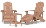 vidaXL Adirondack-Gartenst&uuml;hle mit Hocker & Tisch HDPE Braun