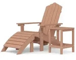 vidaXL Adirondack-Gartenstuhl mit Hocker & Tisch HDPE Braun