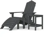 vidaXL Adirondack-Gartenstuhl mit Hocker & Tisch HDPE Anthrazit