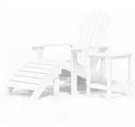 vidaXL Adirondack-Gartenstuhl mit Hocker & Tisch HDPE Wei&szlig;