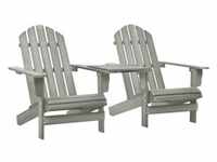 vidaXL Garten-Adirondack-Stühle mit Teetisch Massivholz Tanne Grau