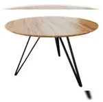 M&ouml;belliebling Runder Esszimmertisch Akazie natur Schweizer Kante 110 cm Metallfu&szlig;