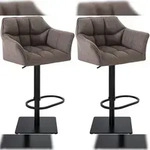 CLP 2er Set Barhocker Damaso Stoffbezug schwarz/grau