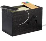 Relaxdays Kabelbox Bambus, Steckdosenleiste & Kabel verstecken, Kabelmanagement