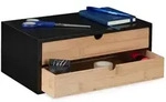 Relaxdays Schubladenbox, Bambus & MDF, Mini Kommode 2 Schubladen, HBT 14x33x21 cm,