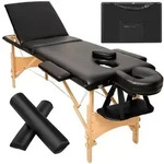 TECTAKE 3 Zonen Massageliege-Set Daniel mit Polsterung, Rollen und Holzgestellschwarz