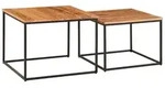 FineBuy Couchtisch Massivholz Metall Satztisch 2 teilig Eckig Beistelltisch Set