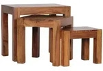 FineBuy Design Sheesham 3-teiliger Satz Beistell Tisch Massivholz Couchtisch