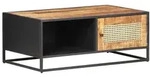vidaXL Couchtisch 90x50x35 cm Raues Mangoholz und Wiener Geflecht