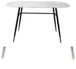 M&ouml;bilia Tisch 140 x 90 cm | Glasplatte in Marmoroptik wei&szlig; | Gestell Metall schwarz