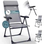 Casaria Gartenst&uuml;hle 4er Set Grau Klappbar 7-fach Verstellbar