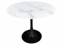 Möbilia Tisch 100 cm Ø | rund | Platte Glas in Marmoroptik | B 100 x T 100 x H 74
