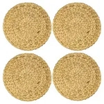 HMF Tischset rund geflochten aus Wasserhyazinthe, Platzset abwaschbar, 4er Set, 35 cm
