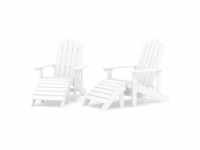 Adirondack-Gartenstühle 2 Stk. mit Hockern HDPE| vidaXL : Farbe - Weiss