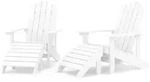 vidaXL Adirondack-Gartenst&uuml;hle 2 Stk. mit Hockern HDPE Wei&szlig;