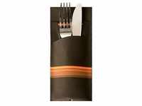PAPSTAR 520 Bestecktaschen 20 cm x 8,5 cm schwarz/orange "Stripes" inkl....