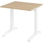 b&uuml;m&ouml; manuell h&ouml;henverstellbarer Schreibtisch 80x80 in Eiche, Gestell in wei&szlig; - PC