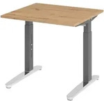 b&uuml;m&ouml; manuell h&ouml;henverstellbarer Schreibtisch 80x80 in Asteiche, Gestell in