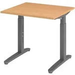 b&uuml;m&ouml; manuell h&ouml;henverstellbarer Schreibtisch 80x80 in Buche, Gestell in graphit -
