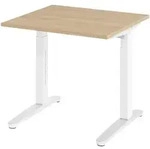b&uuml;m&ouml; manuell h&ouml;henverstellbarer Schreibtisch 80x80 in Eiche, Gestell in wei&szlig;/alu