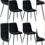 CLP 4er Set Esszimmerst&uuml;hle Antibes Samt Samt HBT: 84x45x55 cm schwarz